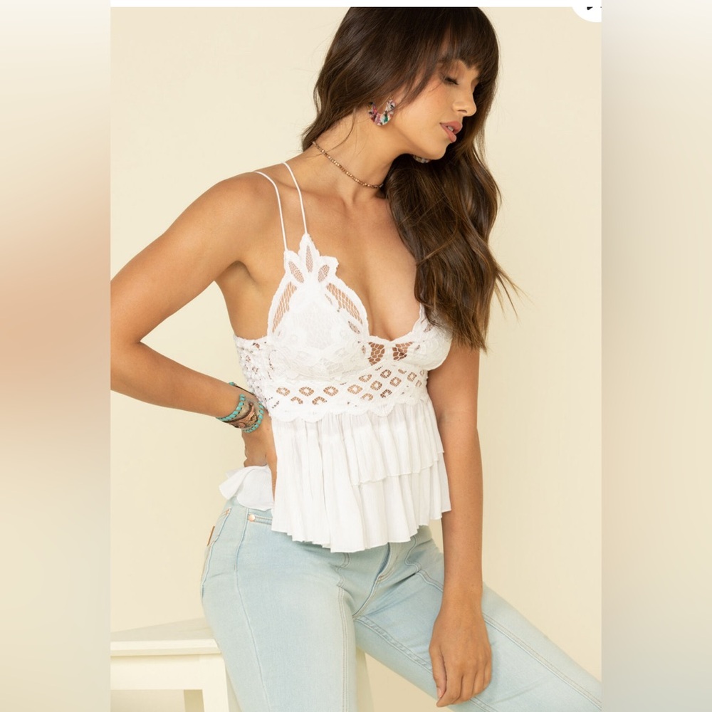 FREE PEOPLE WOMEN'S ADELLA CAMI LACE RUFFLED TANK TOP - Picture 1 of 6